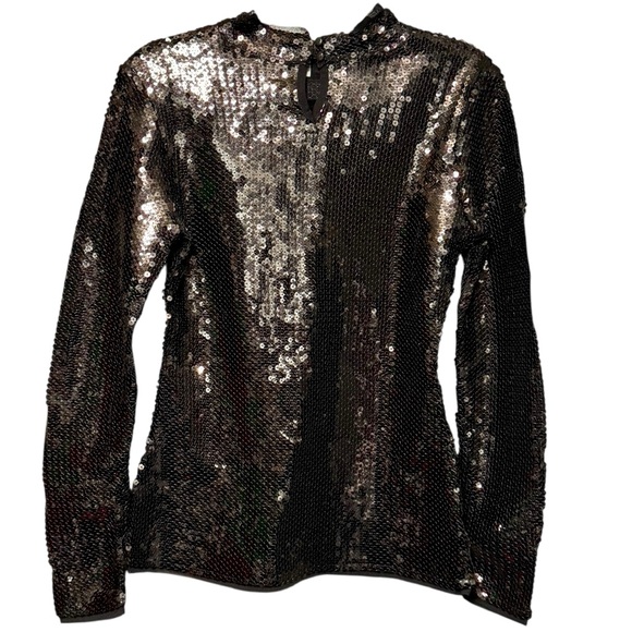 Intimately Free People Black Sequin Mockneck Long Sleeve Blouse size Medium - Picture 6 of 12